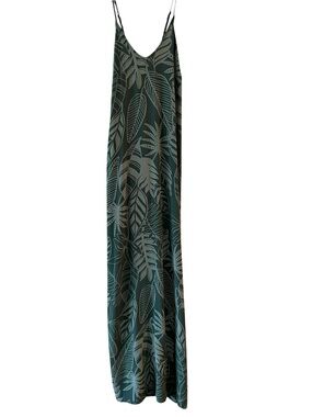 Old Navy Green Tropical Leaf Slip Dress